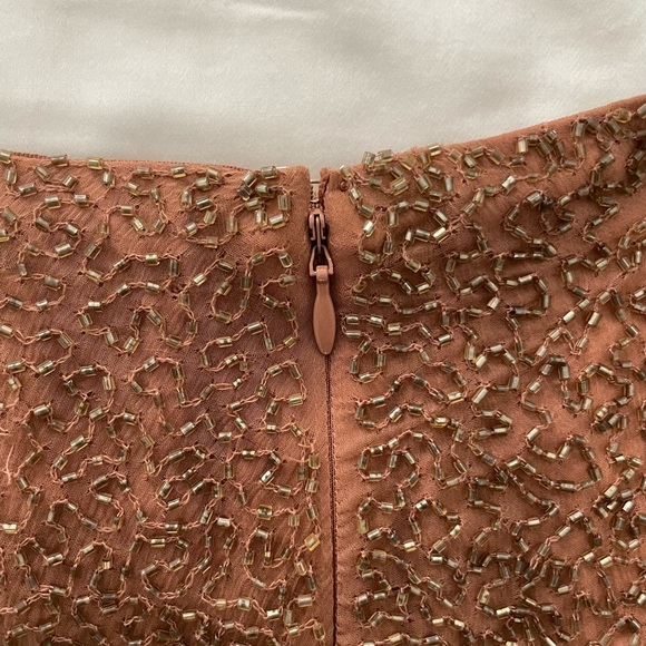 Haute Hippie knotted mini skirt. Size XS. Brown with gold beading. - Picture 5 of 5